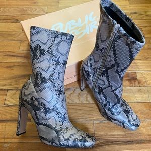 Public desire snake print booties